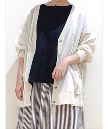 Samansa Mos2 | 【マシンウォッシャブル】Vネックパフスリーブカーディガン(カーディガン/ボレロ)