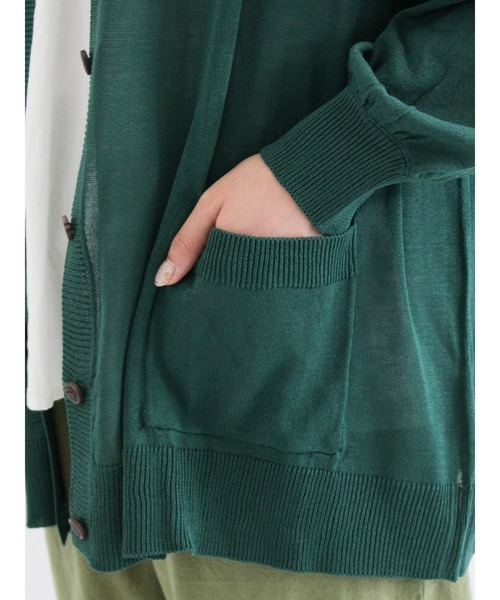 Samansa Mos2（サマンサ モスモス）の「【マシンウォッシャブル】Vネックパフスリーブカーディガン（カーディガン/ボレロ・レディース・ブラック/ピンク/グリーン/キナリ・ﾌﾘ-）」の14枚目の写真