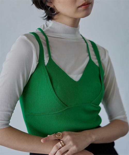 miette（ミエット）の「ダブルストラップニットキャミソール（キャミソール・レディース・ピンク/オレンジ/グリーン/ブルー/ブラック・FREE）」の17枚目の写真