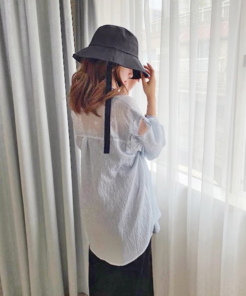 one after another NICE CLAUP（ワンアフターアナザーナイスクラップ）の「【2022AWアイテム】ひも付バケットハット（ハット・レディース・ブラック/ベージュ・FREE）」の12枚目の写真