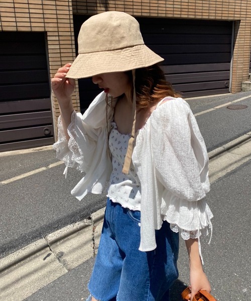 one after another NICE CLAUP（ワンアフターアナザーナイスクラップ）の「【2022AWアイテム】ひも付バケットハット（ハット・レディース・ブラック/ベージュ・FREE）」の10枚目の写真