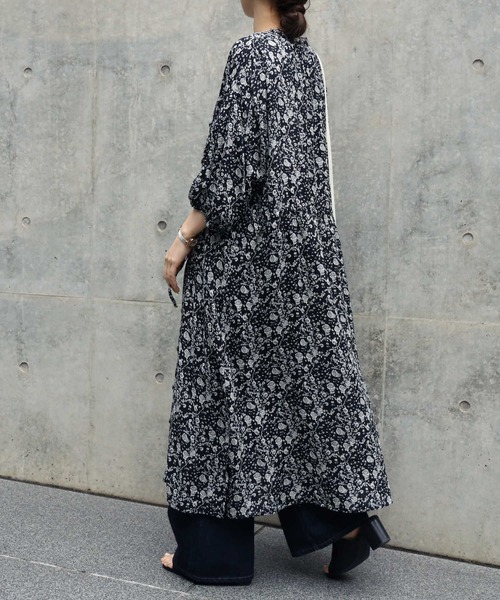 HONEYSUCKLE ROSE（ハニーサックルローズ）の「【HONEYSUCKLE ROSE】ギャザーワンピース（シャツワンピース・レディース・ブラック/ダークグレー・M/L）」の10枚目の写真