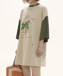 MASONPRINCE | バイカラー トロピカルプリント Tシャツ TX22618【DO NOT TAG】(Tシャツ/カットソー)