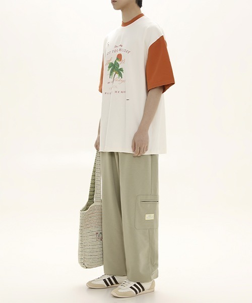 MASONPRINCE(メイソンプリンス)の「バイカラー トロピカルプリント Tシャツ TX22618【DO NOT TAG】(Tシャツ/カットソー・レディース・ブラック/グリーン/オレンジ・S/M/L)」の9枚目の写真