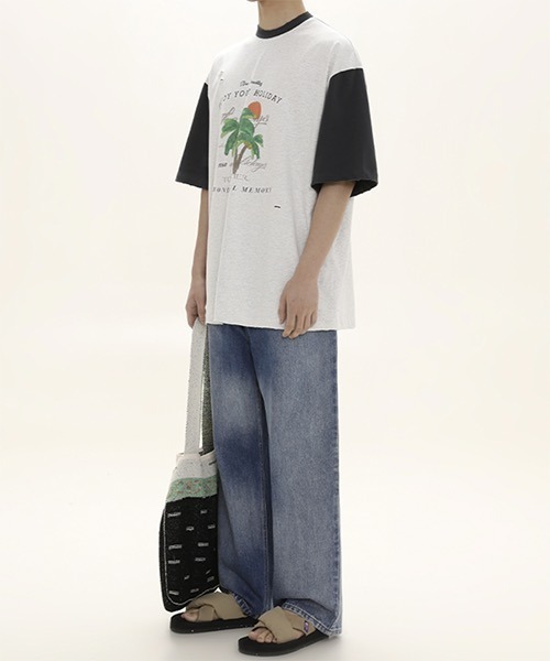 MASONPRINCE(メイソンプリンス)の「バイカラー トロピカルプリント Tシャツ TX22618【DO NOT TAG】(Tシャツ/カットソー・レディース・ブラック/グリーン/オレンジ・S/M/L)」の14枚目の写真