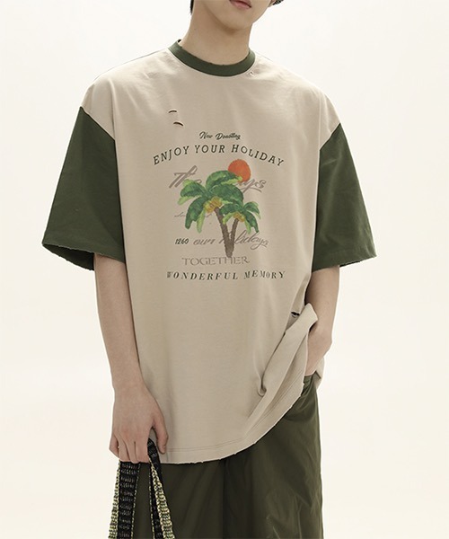 MASONPRINCE(メイソンプリンス)の「バイカラー トロピカルプリント Tシャツ TX22618【DO NOT TAG】(Tシャツ/カットソー・レディース・ブラック/グリーン/オレンジ・S/M/L)」の18枚目の写真