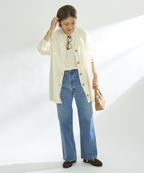 plage（プラージュ）の「sweat ニットカーディガン（カーディガン/ボレロ・レディース・ベージュ/ホワイト・FREE）」の3枚目の写真