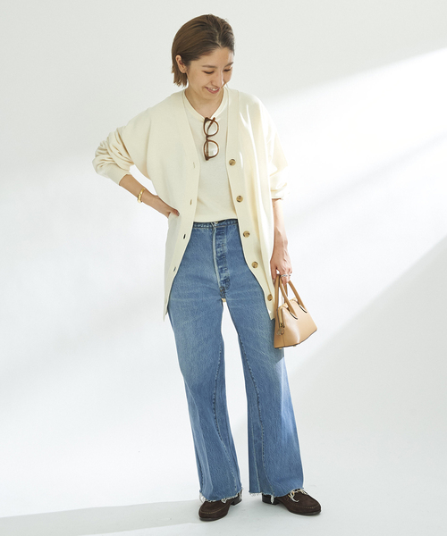 plage（プラージュ）の「sweat ニットカーディガン（カーディガン/ボレロ・レディース・ベージュ/ホワイト・FREE）」の4枚目の写真