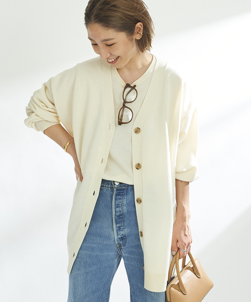 plage（プラージュ）の「sweat ニットカーディガン（カーディガン/ボレロ・レディース・ベージュ/ホワイト・FREE）」の7枚目の写真