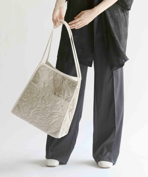 CONTROL FREAK（コントロールフリーク）の「CONTROL FREAK(コントロールフリーク)ベロアペイズリーキルトトート（トートバッグ・レディース・ベージュ/グレー/ブルー/グリーン・FREE）」の7枚目の写真