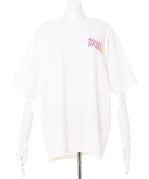 INGNI(イング)の「BACK発泡ハイビスカスロゴTシャツ(Tシャツ/カットソー・レディース・ホワイト×ブルー/ブラック/ホワイト×ピンク/ブラウン・M)」の5枚目の写真