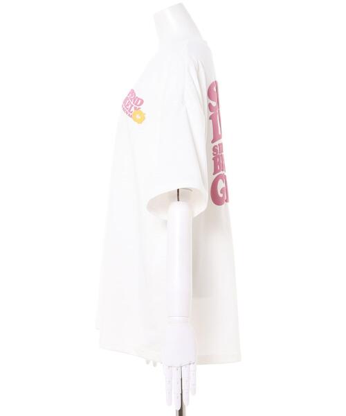 INGNI(イング)の「BACK発泡ハイビスカスロゴTシャツ(Tシャツ/カットソー・レディース・ホワイト×ブルー/ブラック/ホワイト×ピンク/ブラウン・M)」の6枚目の写真