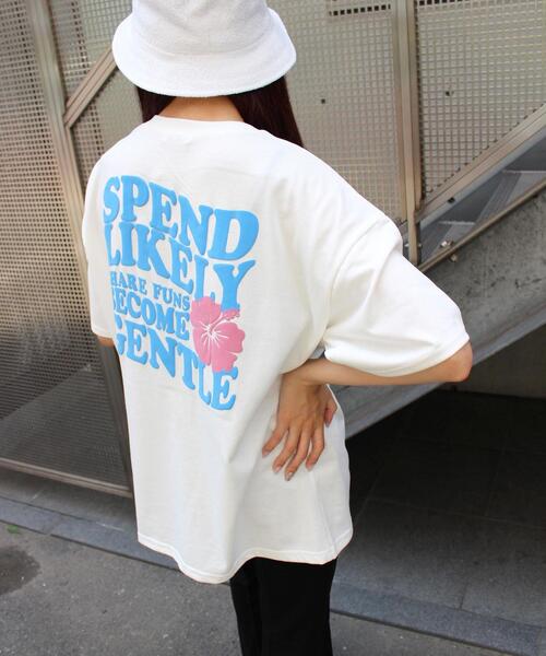 INGNI(イング)の「BACK発泡ハイビスカスロゴTシャツ(Tシャツ/カットソー・レディース・ホワイト×ブルー/ブラック/ホワイト×ピンク/ブラウン・M)」の15枚目の写真