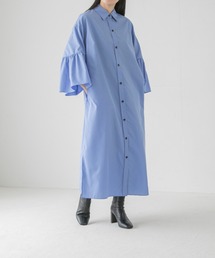 yuw | フレアスリーブシャツワンピース 157373(ワンピース)