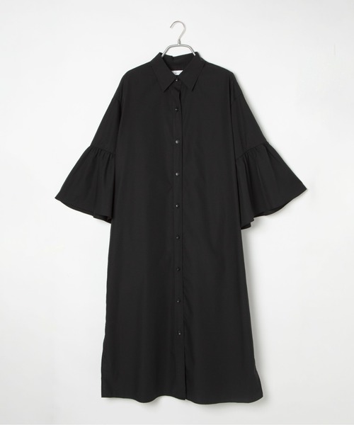 yuw(ユウ)の「フレアスリーブシャツワンピース 157373(ワンピース・レディース・ブラック/ブルー・FREE)」の11枚目の写真