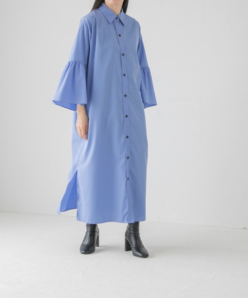 yuw(ユウ)の「フレアスリーブシャツワンピース 157373(ワンピース・レディース・ブラック/ブルー・FREE)」の20枚目の写真