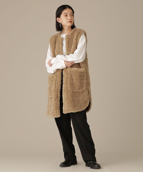 NANO universe(ナノユニバース)の「LB.03/ファーラウンドヘムベスト(ベスト・レディース・ブラウン/ライトグリーン/アイボリー・FREE)」の19枚目の写真