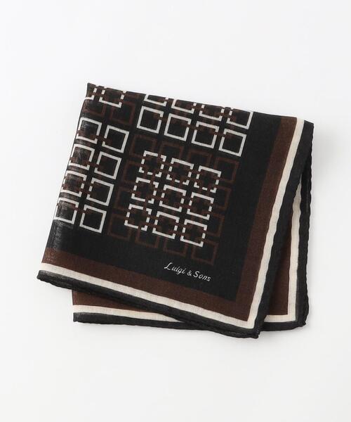 green label relaxing（グリーンレーベルリラクシング）の「＜Luigi & Sons＞W ジオメトリック ポケットチーフ（ポケットチーフ・メンズ・ダークブラウン/ネイビー・FREE）」の2枚目の写真
