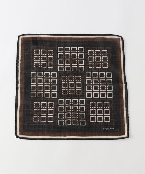 green label relaxing（グリーンレーベルリラクシング）の「＜Luigi & Sons＞W ジオメトリック ポケットチーフ（ポケットチーフ・メンズ・ダークブラウン/ネイビー・FREE）」の7枚目の写真