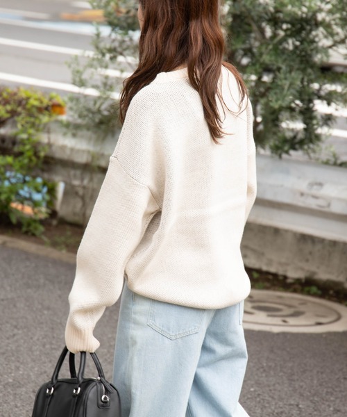 WEGO（ウィゴー）の「WEGO/ロゴジャガードニットプルオーバー（ニット/セーター・レディース・オフホワイト/ブルー系その他・FREE）」の3枚目の写真