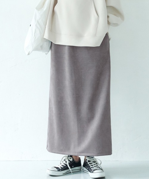 coca（coca）（コカ）の「バックスリットスウェード調スカート（スカート・レディース・チャコールグレー/パープル/アイボリー・ONE SIZE）」の3枚目の写真