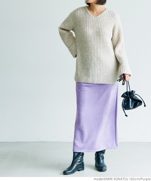 coca（coca）（コカ）の「バックスリットスウェード調スカート（スカート・レディース・チャコールグレー/パープル/アイボリー・ONE SIZE）」の15枚目の写真