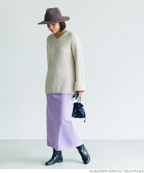 coca（coca）（コカ）の「バックスリットスウェード調スカート（スカート・レディース・チャコールグレー/パープル/アイボリー・ONE SIZE）」の16枚目の写真