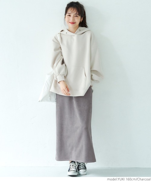 coca（coca）（コカ）の「バックスリットスウェード調スカート（スカート・レディース・チャコールグレー/パープル/アイボリー・ONE SIZE）」の9枚目の写真