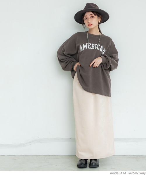 coca（coca）（コカ）の「バックスリットスウェード調スカート（スカート・レディース・チャコールグレー/パープル/アイボリー・ONE SIZE）」の6枚目の写真