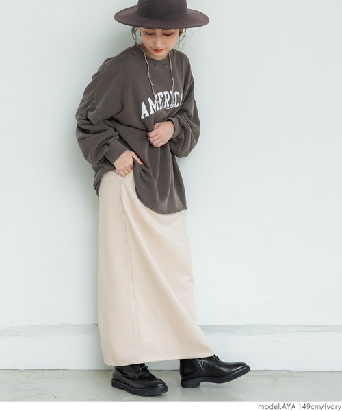 coca（coca）（コカ）の「バックスリットスウェード調スカート（スカート・レディース・チャコールグレー/パープル/アイボリー・ONE SIZE）」の7枚目の写真