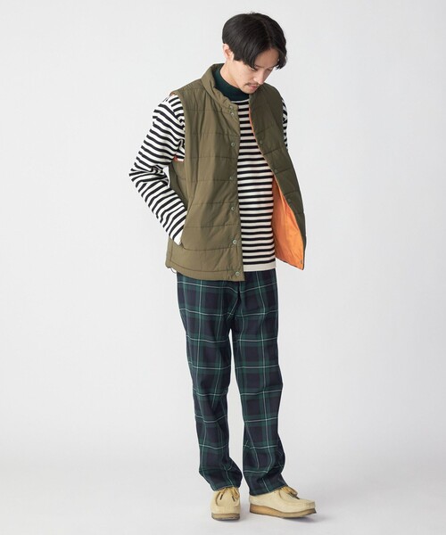 SHIPS（シップス）の「*SHIPS:〈撥水〉スタイリッシュ ロゴ ワッペン リップストップ ナイロン 中綿 ベスト（ダウンベスト・メンズ・ブラック/ネイビー/グレー/オリーブ・SMALL/MEDIUM/LARGE/X-LARGE）」の9枚目の写真