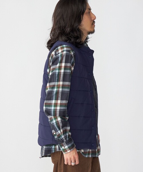 SHIPS（シップス）の「*SHIPS:〈撥水〉スタイリッシュ ロゴ ワッペン リップストップ ナイロン 中綿 ベスト（ダウンベスト・メンズ・ブラック/ネイビー/グレー/オリーブ・SMALL/MEDIUM/LARGE/X-LARGE）」の19枚目の写真