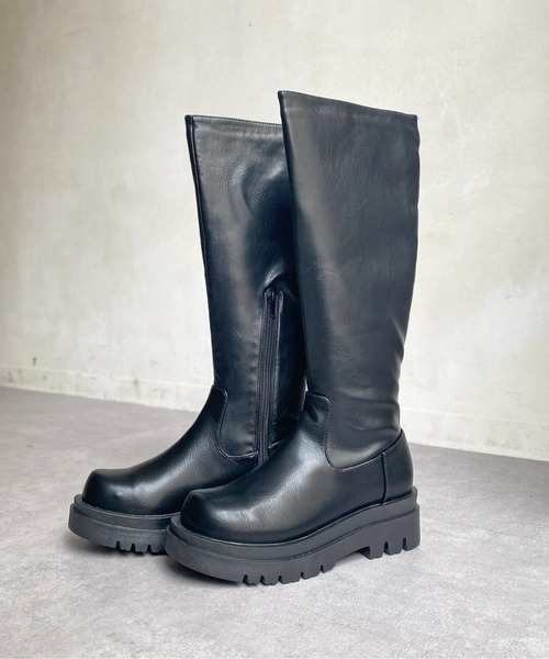 CPCM(シーピーシーエム)の「厚底ロングブーツ(ブーツ・レディース・ブラック/ダークブラウン・SMALL/MEDIUM/LARGE)」の2枚目の写真