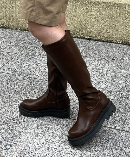 CPCM(シーピーシーエム)の「厚底ロングブーツ(ブーツ・レディース・ブラック/ダークブラウン・SMALL/MEDIUM/LARGE)」の5枚目の写真