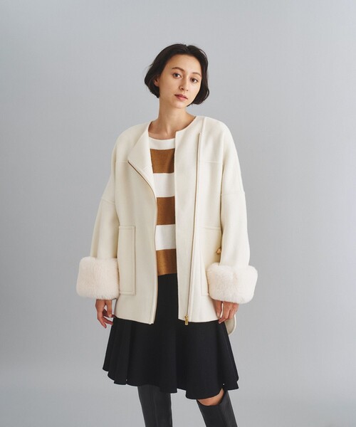 Diagram（ダイアグラム）の「リバーファーカフスポンチョ（ポンチョ・レディース・ホワイト/パープル・36）」の2枚目の写真