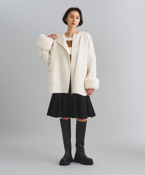 Diagram（ダイアグラム）の「リバーファーカフスポンチョ（ポンチョ・レディース・ホワイト/パープル・36）」の3枚目の写真