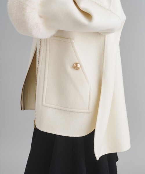 Diagram（ダイアグラム）の「リバーファーカフスポンチョ（ポンチョ・レディース・ホワイト/パープル・36）」の7枚目の写真