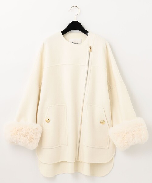 Diagram（ダイアグラム）の「リバーファーカフスポンチョ（ポンチョ・レディース・ホワイト/パープル・36）」の9枚目の写真