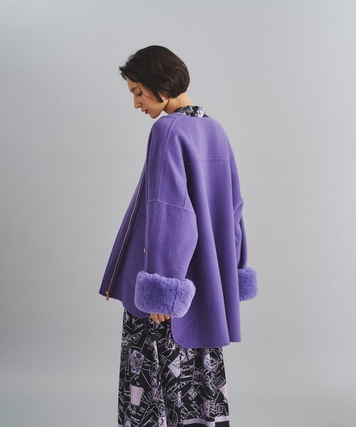 Diagram（ダイアグラム）の「リバーファーカフスポンチョ（ポンチョ・レディース・ホワイト/パープル・36）」の10枚目の写真