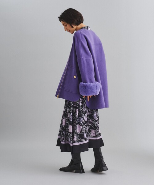 Diagram（ダイアグラム）の「リバーファーカフスポンチョ（ポンチョ・レディース・ホワイト/パープル・36）」の12枚目の写真