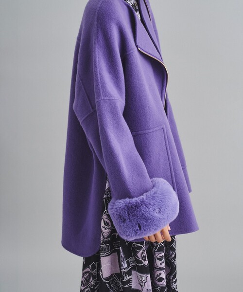 Diagram（ダイアグラム）の「リバーファーカフスポンチョ（ポンチョ・レディース・ホワイト/パープル・36）」の15枚目の写真