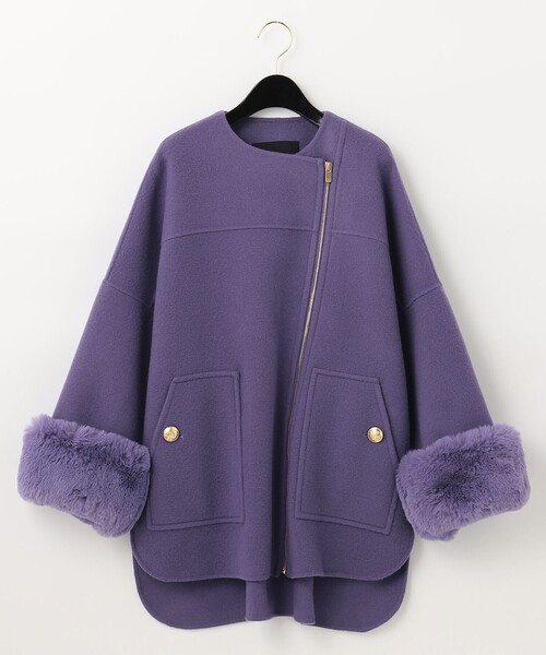 Diagram（ダイアグラム）の「リバーファーカフスポンチョ（ポンチョ・レディース・ホワイト/パープル・36）」の16枚目の写真