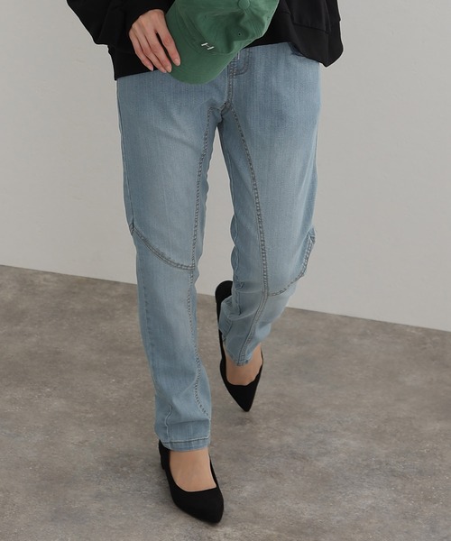 ElegChic(エレグシック)の「ウエストリブデニムサルエルパンツ(デニムパンツ・レディース・ネイビー/ワンウォッシュ/ブルー・L/XL/3L/4L/M)」の4枚目の写真