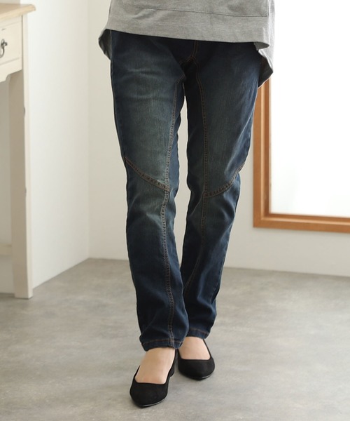 ElegChic(エレグシック)の「ウエストリブデニムサルエルパンツ(デニムパンツ・レディース・ネイビー/ワンウォッシュ/ブルー・L/XL/3L/4L/M)」の8枚目の写真
