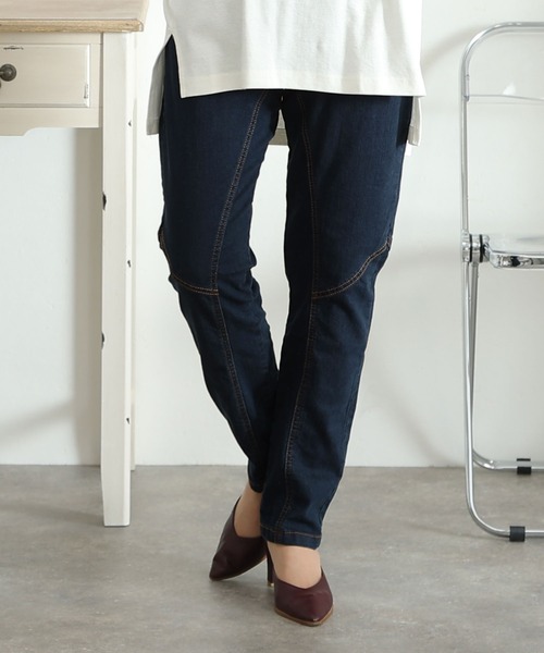 ElegChic(エレグシック)の「ウエストリブデニムサルエルパンツ(デニムパンツ・レディース・ネイビー/ワンウォッシュ/ブルー・L/XL/3L/4L/M)」の12枚目の写真