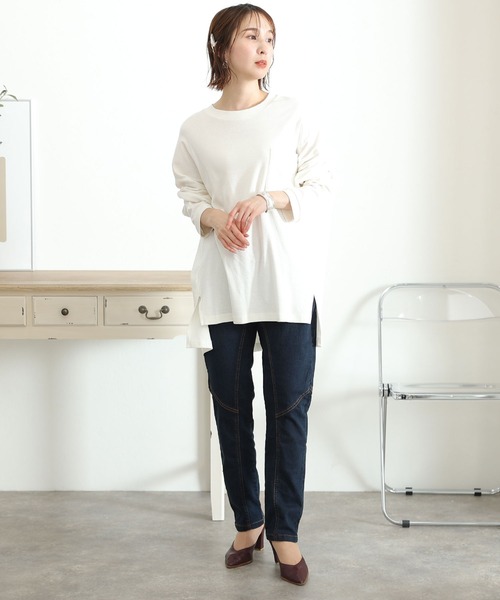 ElegChic(エレグシック)の「ウエストリブデニムサルエルパンツ(デニムパンツ・レディース・ネイビー/ワンウォッシュ/ブルー・L/XL/3L/4L/M)」の15枚目の写真