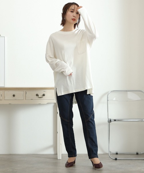 ElegChic(エレグシック)の「ウエストリブデニムサルエルパンツ(デニムパンツ・レディース・ネイビー/ワンウォッシュ/ブルー・L/XL/3L/4L/M)」の20枚目の写真