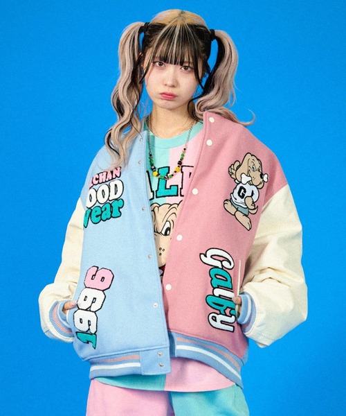 GALFY(ガルフィー)の「【GALFY/ガルフィー】クレイジーわんわん大学ジャケット/スタジャン(スタジャン・メンズ・グリーン系その他/ブルー系その他/ブラック×レッド・L/XL)」の3枚目の写真