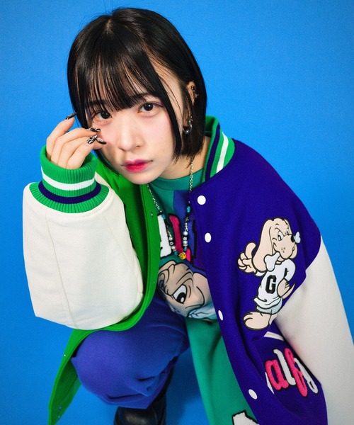 GALFY(ガルフィー)の「【GALFY/ガルフィー】クレイジーわんわん大学ジャケット/スタジャン(スタジャン・メンズ・グリーン系その他/ブルー系その他/ブラック×レッド・L/XL)」の7枚目の写真