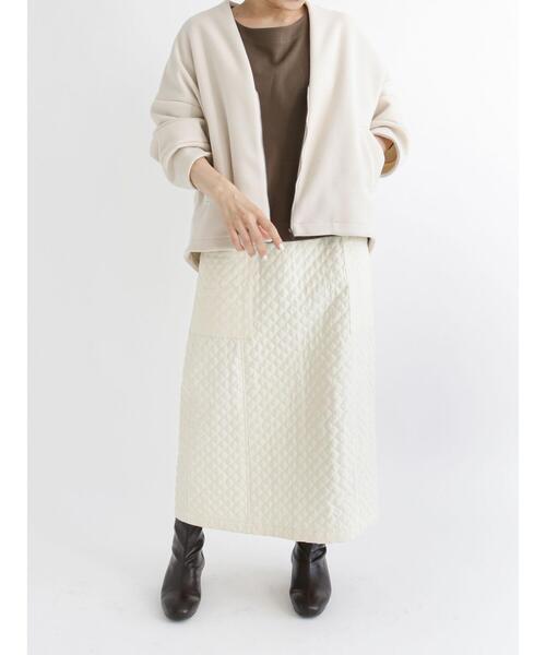 Samansa Mos2 blue（サマンサモスモスブルー）の「キルティングスカート（スカート・レディース・ブラック/カーキ/キナリ・ﾌﾘ-）」の5枚目の写真